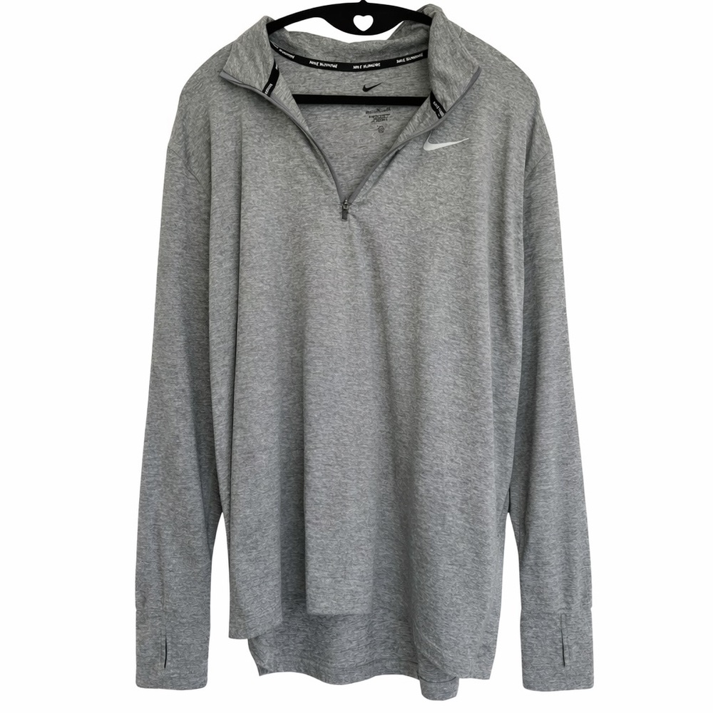 Nike Heather Gray Dri-FIT Running Quarter-Zip